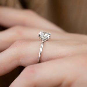 The Low Profile Kamellie Set With A 2 Carat Elongated Cushion Moissanite