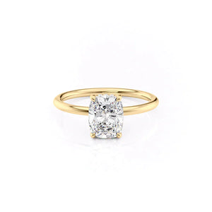 The Low Profile Kamellie Set With A 2.5 Carat Elongated Cushion Lab Diamond
