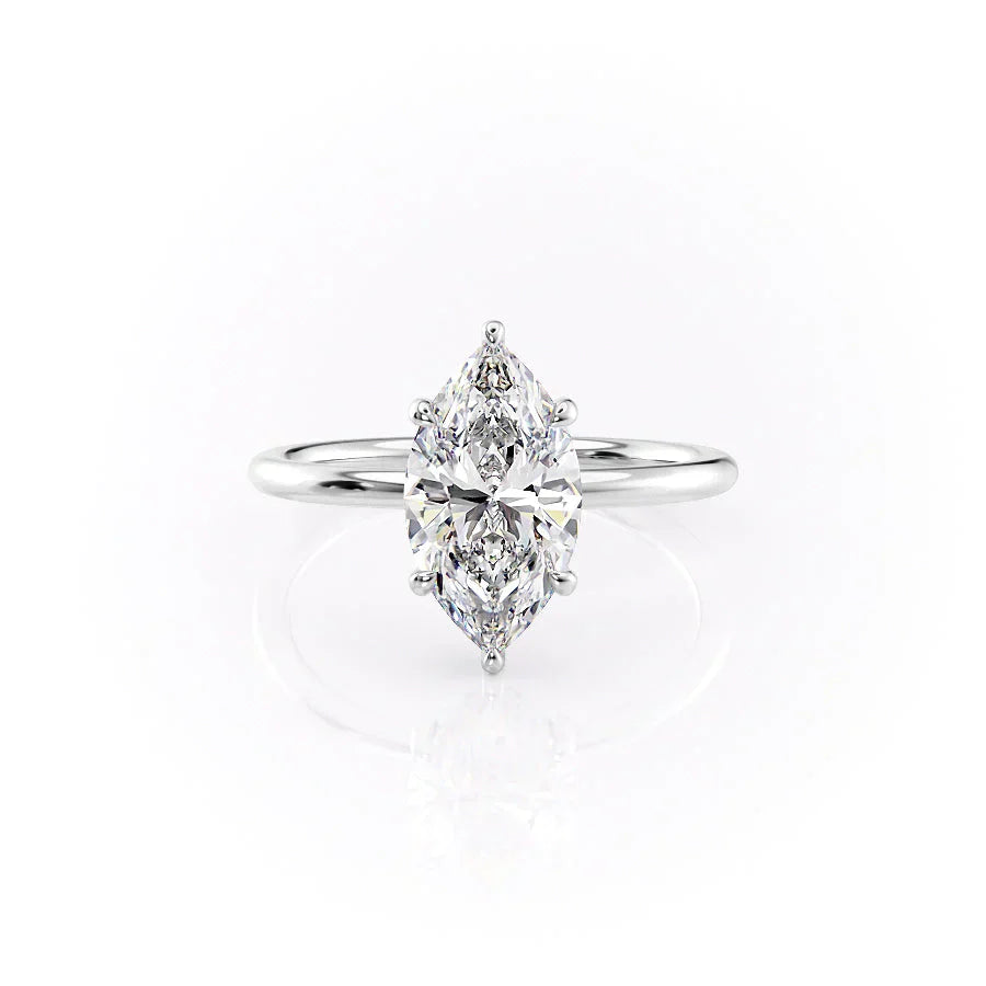 The Low Profile Kamellie Set With A 5 Carat Marquise Moissanite