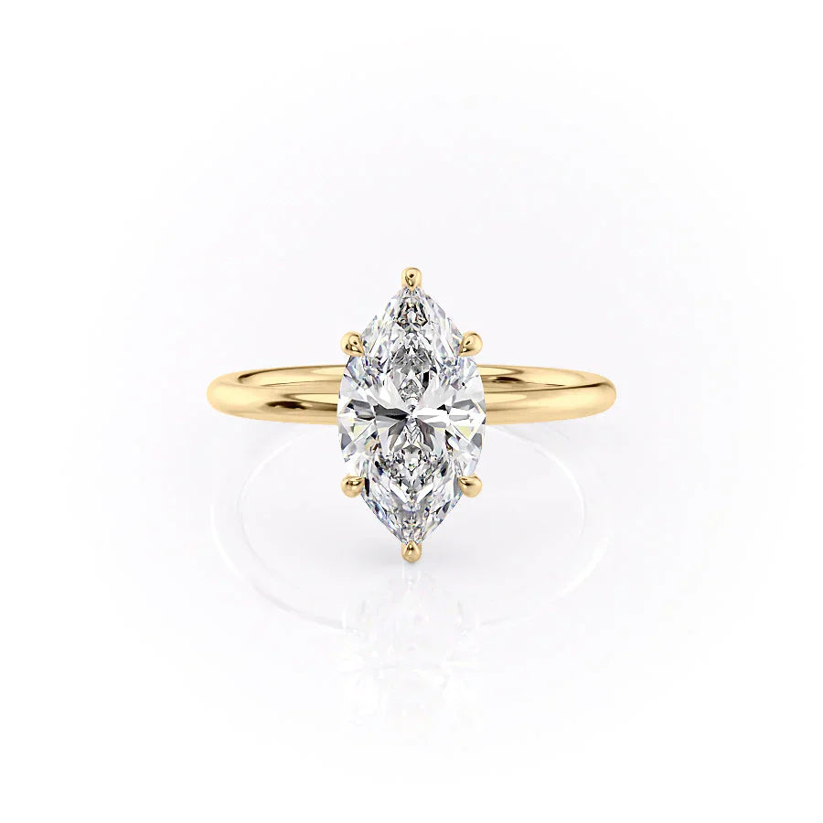 The Low Profile Kamellie Set With A 5 Carat Marquise Moissanite