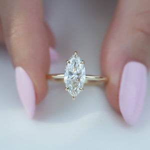 The Low Profile Kamellie Set With A 2 Carat Marquise Lab Diamond