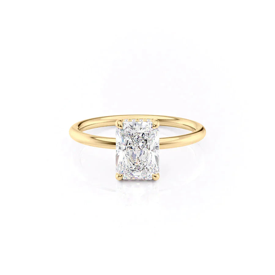 The Low Profile Kamellie Set With A 3 Carat Radiant Moissanite