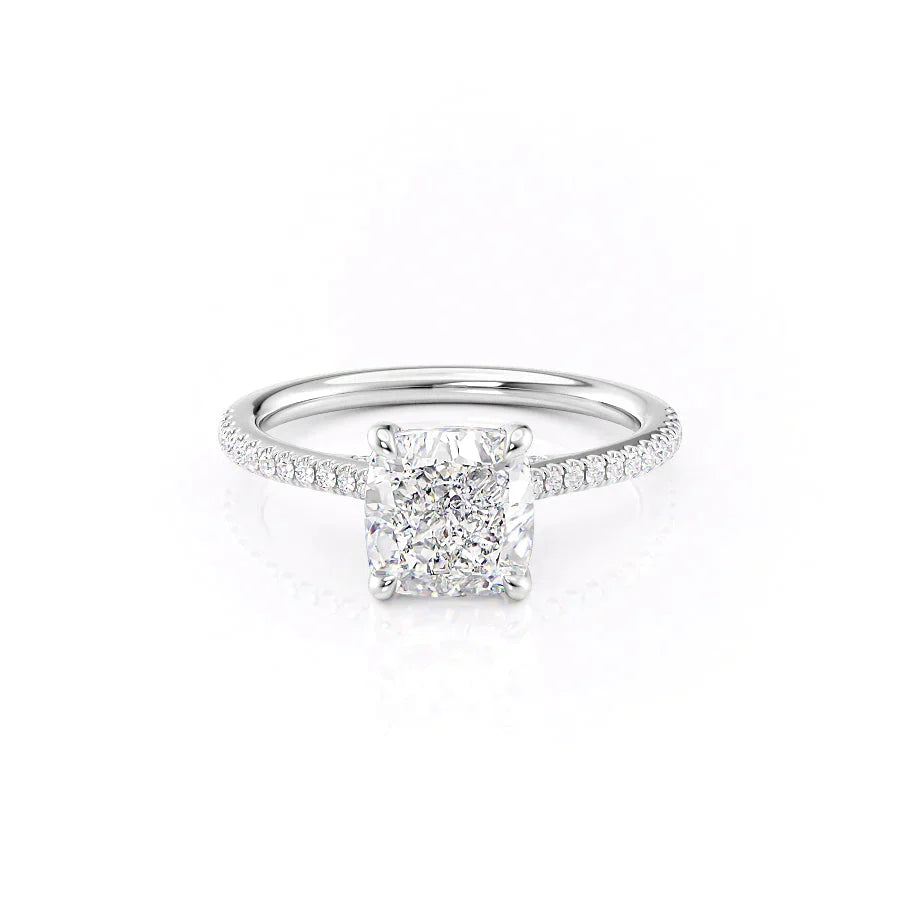 The Pave Claire Set With A 2.5 Carat Cushion Lab Diamond