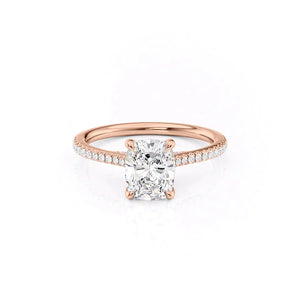 The Pave Claire Set With A 1 Carat Elongated Cushion Lab Diamond