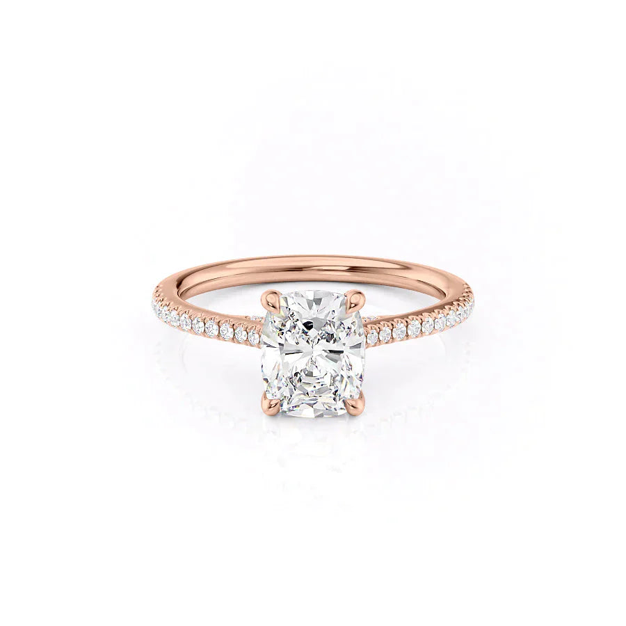 The Pave Claire Set With A 3 Carat Elongated Cushion Moissanite