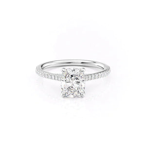 The Pave Claire Set With A 3 Carat Elongated Cushion Moissanite