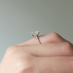 The Pave Claire Set With A 2 Carat Elongated Cushion Moissanite