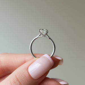 The Pave Claire Set With A 2 Carat Elongated Cushion Moissanite