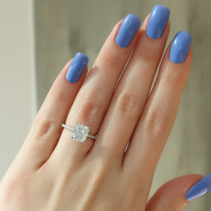The Pave Claire Set With A 2 Carat Elongated Cushion Moissanite