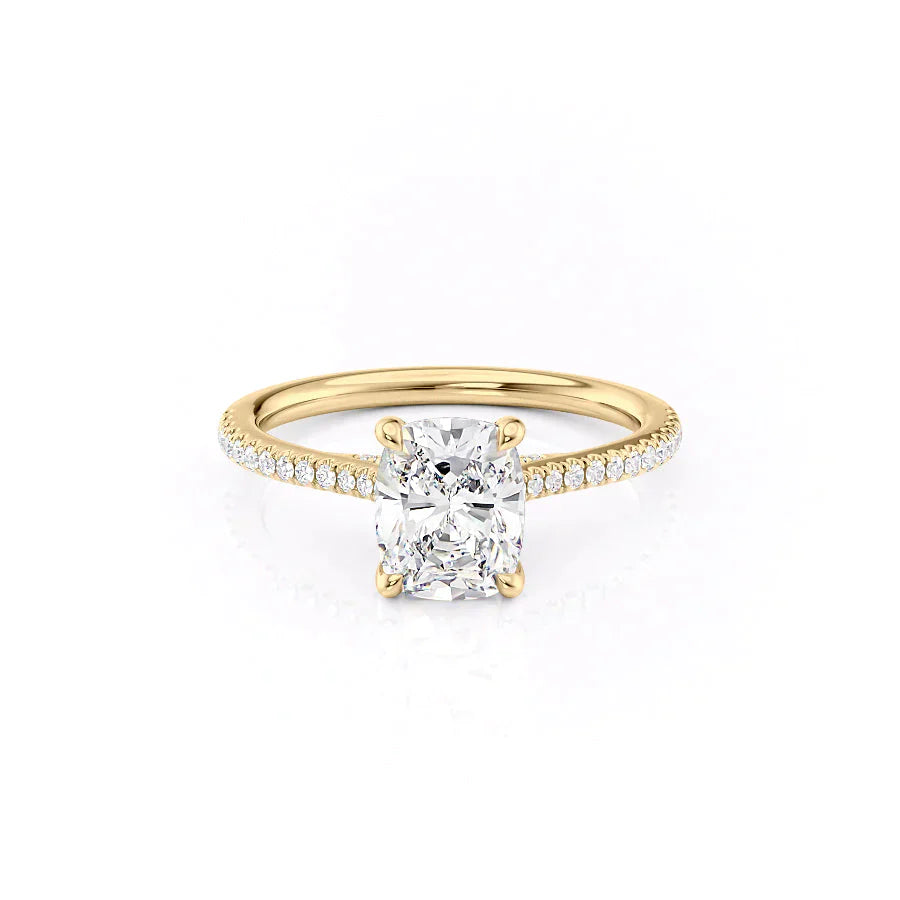 The Pave Claire Set With A 2 Carat Elongated Cushion Moissanite