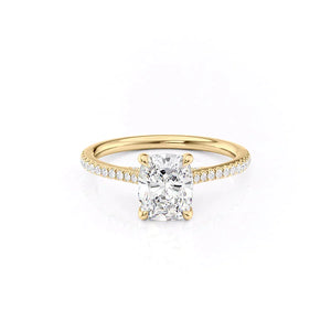 The Pave Claire Set With A 1 Carat Elongated Cushion Lab Diamond