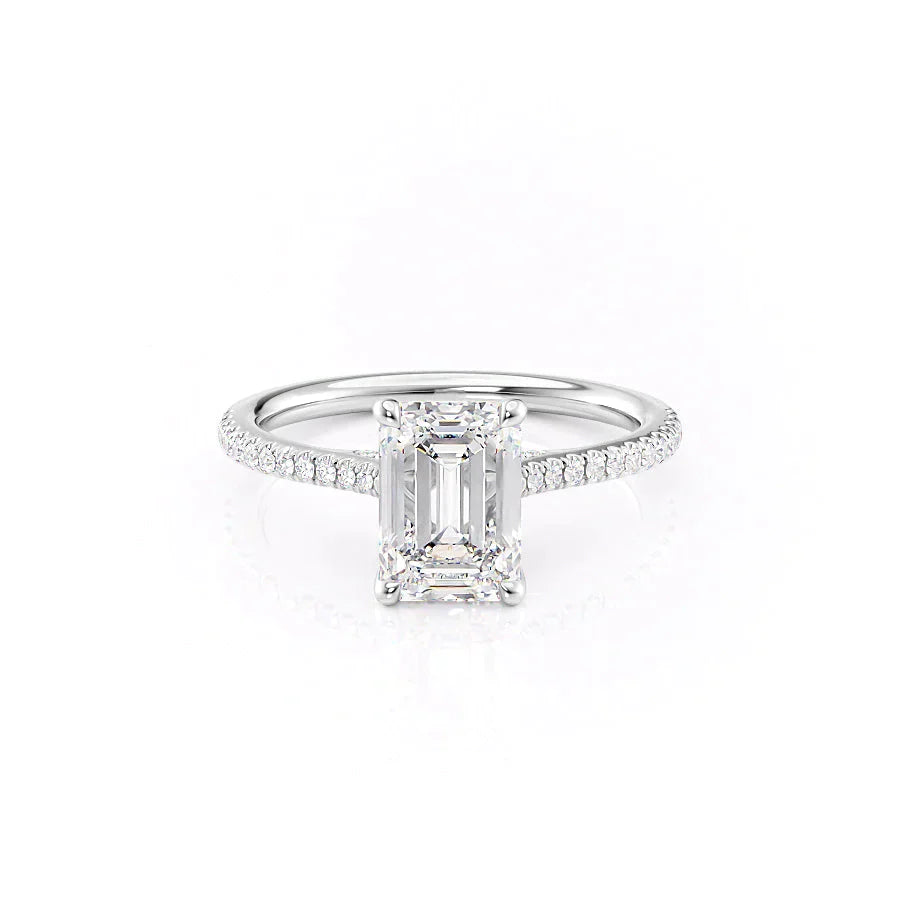 The Pave Claire Set With A 1 Carat Emerald Moissanite