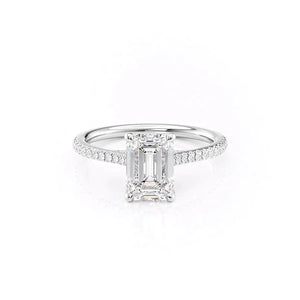 The Pave Claire Set With A 1 Carat Emerald Moissanite