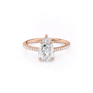 The Pave Claire Set With A 2.5 Carat Pear Lab Diamond