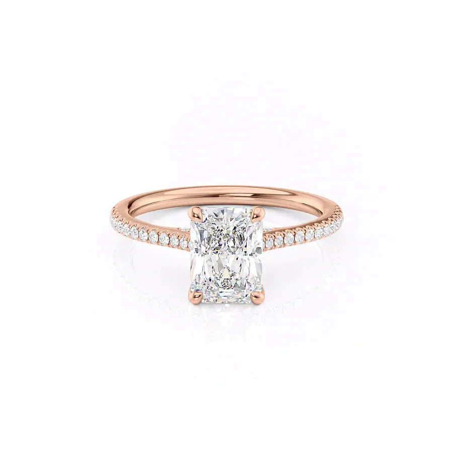 The Pave Claire Set With A 1 Carat Radiant Moissanite