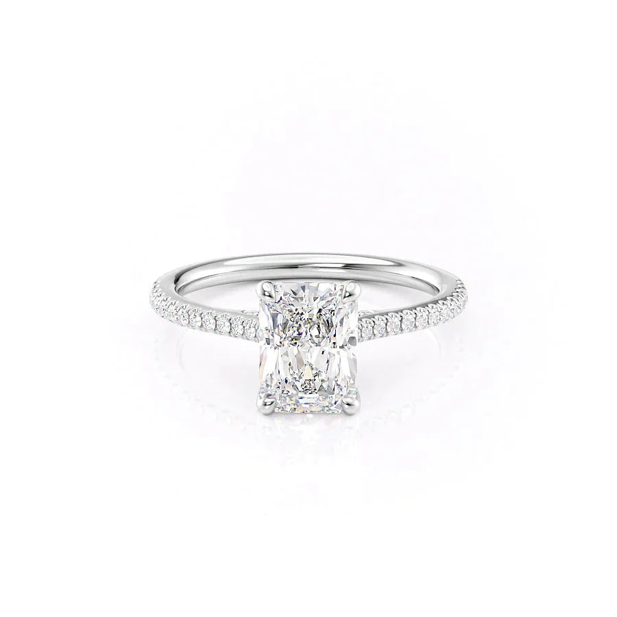 The Pave Claire Set With A 1 Carat Radiant Moissanite