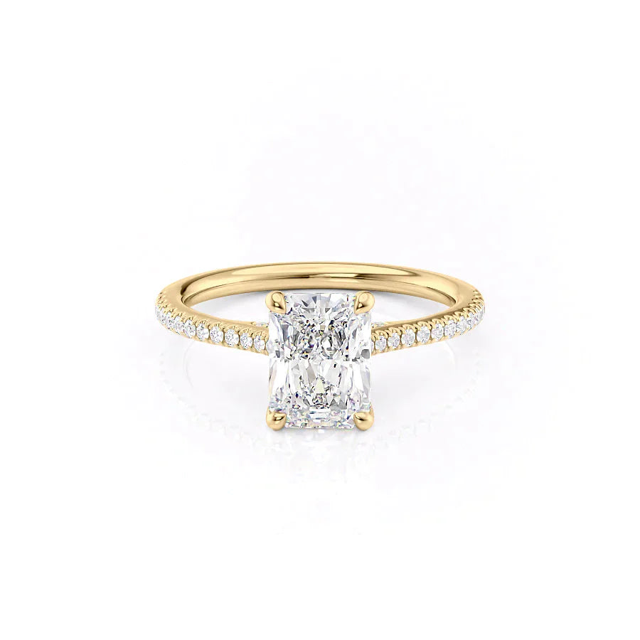 The Pave Claire Set With A 3 Carat Radiant Moissanite