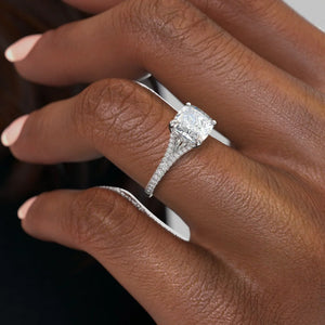 The Jade Set With A 4.5 Carat Cushion Moissanite