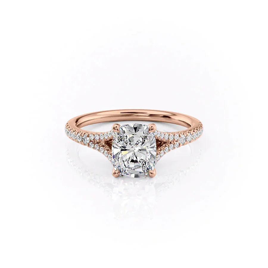 The Jade Set With A 2 Carat Elongated Cushion Moissanite
