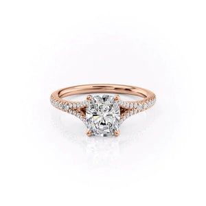 The Jade Set With A 3.5 Carat Elongated Cushion Moissanite