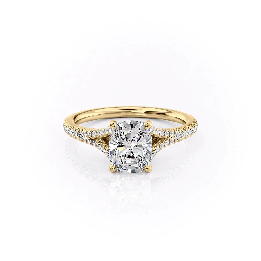 The Jade Set With A 1.5 Carat Elongated Cushion Lab Diamond