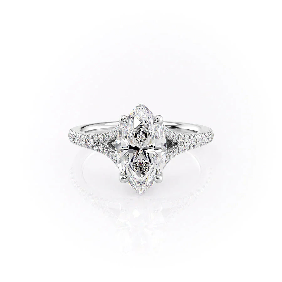 The Jade Set With A 1.5 Carat Marquise Moissanite