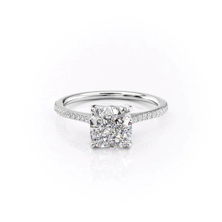 The Pave Madison Set With A 1.5 Carat Cushion Lab Diamond