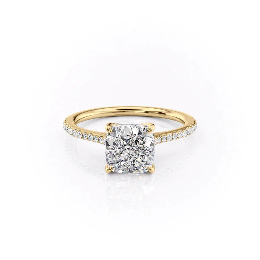 The Pave Madison Set With A 2.5 Carat Cushion Lab Diamond