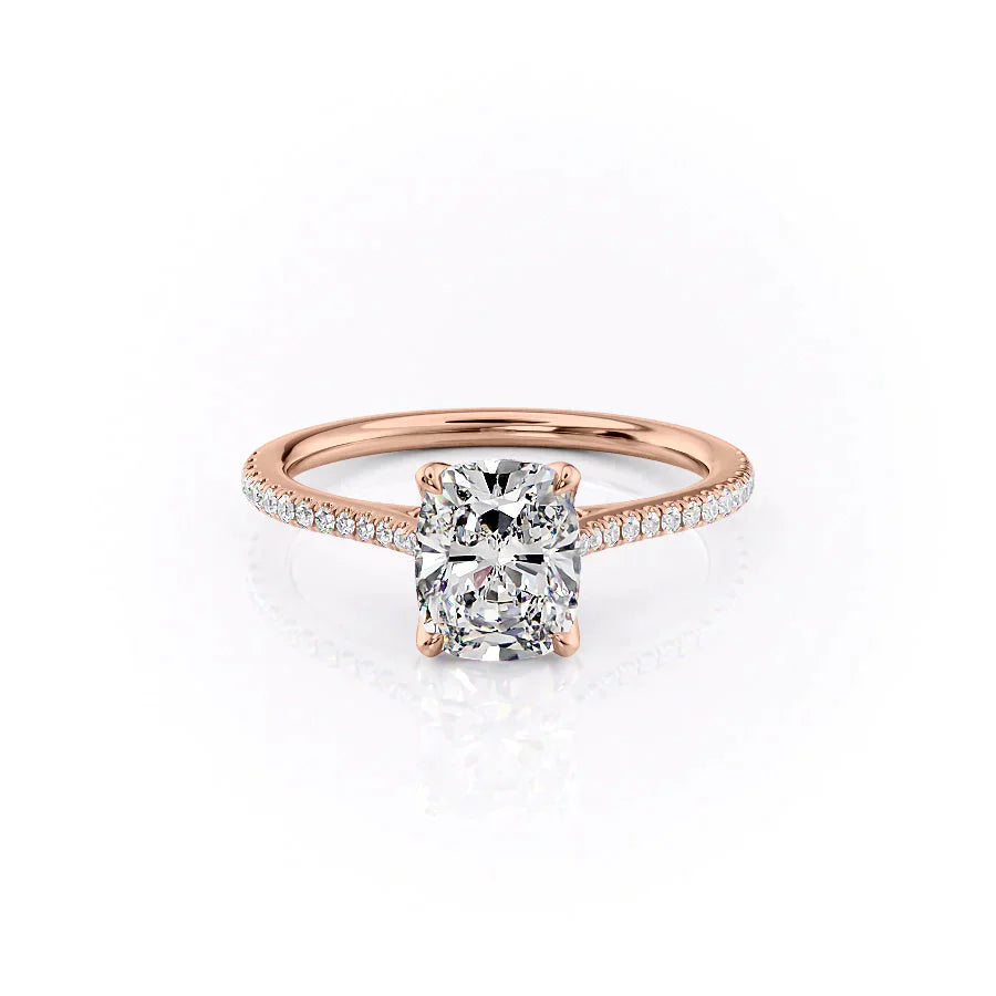 The Pave Madison Set With A 1 Carat Elongated Cushion Lab Diamond