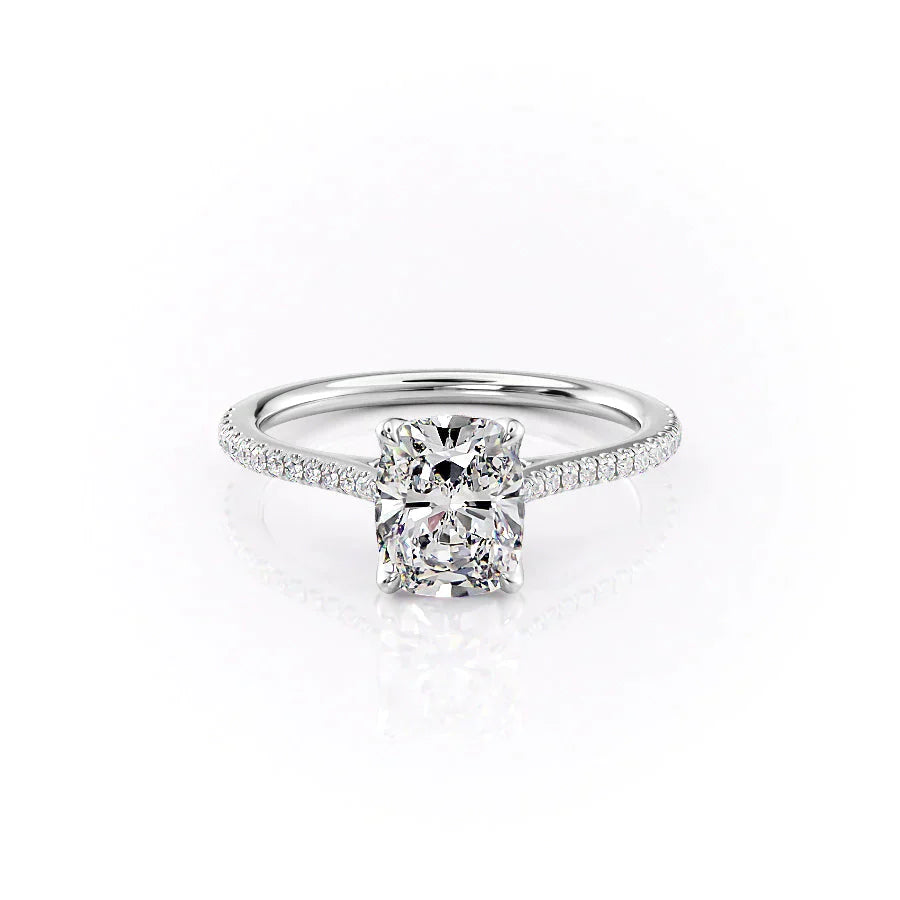 The Pave Madison Set With A 2 Carat Elongated Cushion Moissanite
