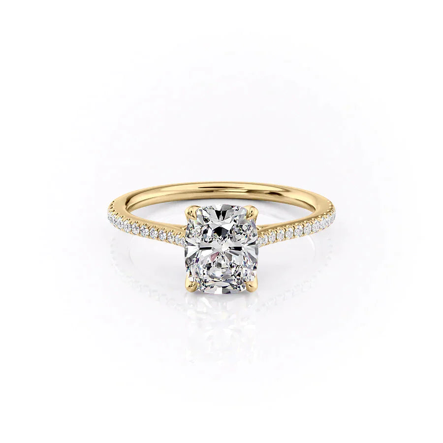 The Pave Madison Set With A 4 Carat Elongated Cushion Moissanite