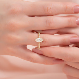The Pave Madison Set With A Marquise Lab Diamond