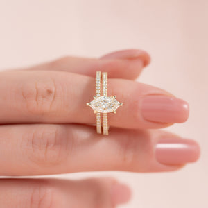 The Pave Madison Set With A 2.5 Carat Marquise Lab Diamond