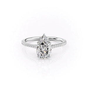 The Pave Madison Set With A 2.5 Carat Pear Lab Diamond