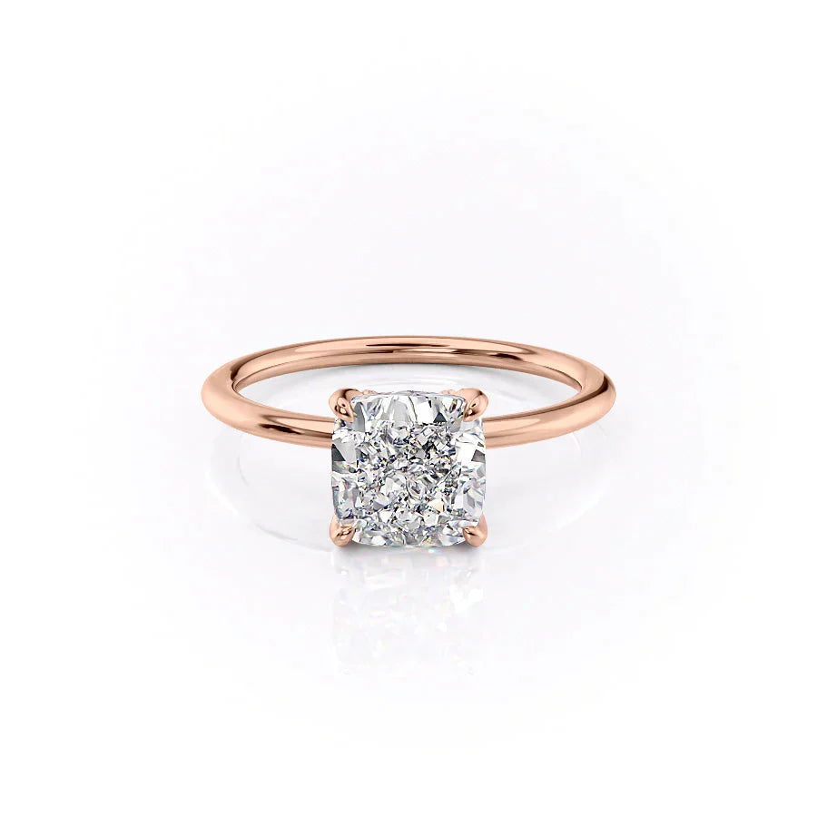 The Petal Kamellie Set With A 2 Carat Cushion Moissanite