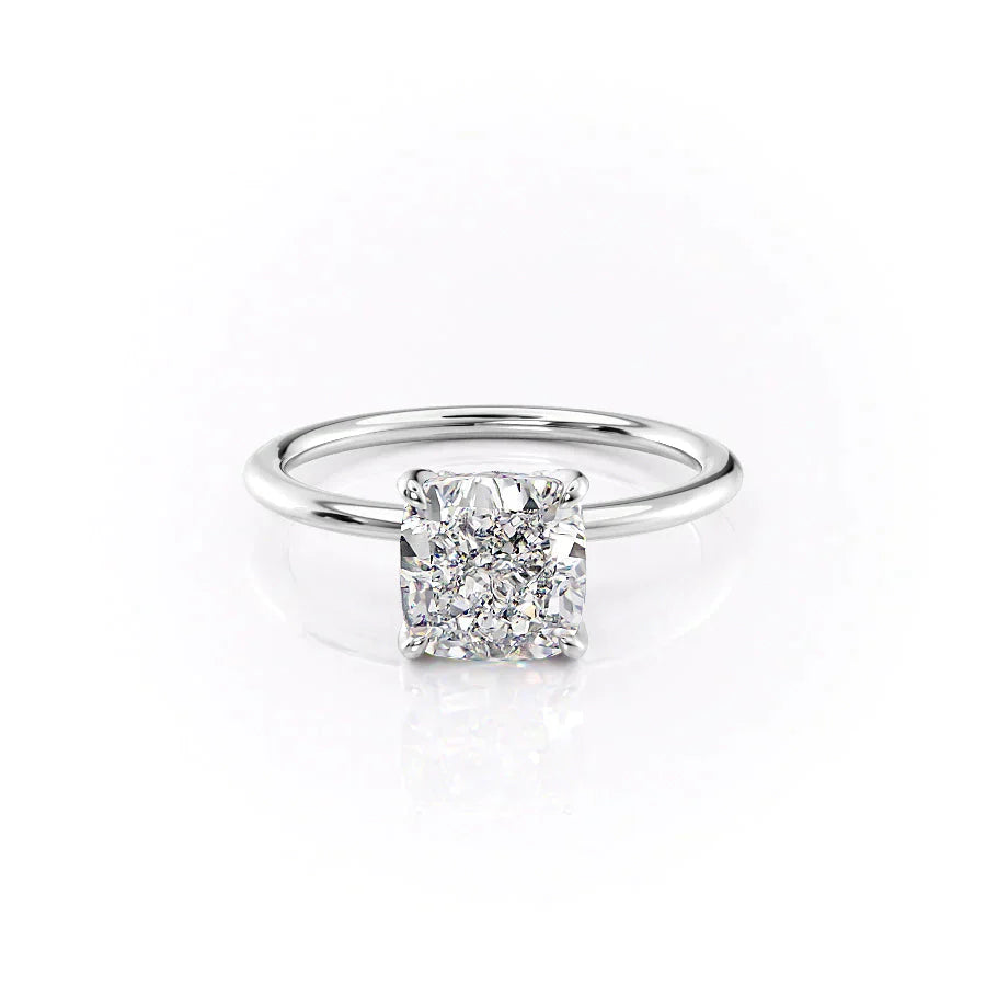 The Petal Kamellie Set With A 5 Carat Cushion Moissanite