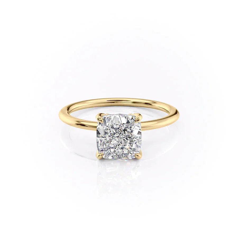 The Petal Kamellie Set With A 3 Carat Cushion Lab Diamond