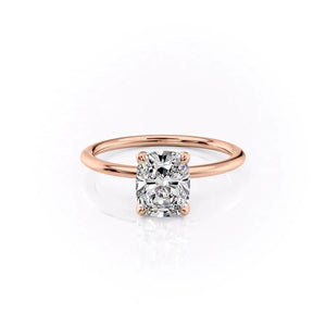 The Petal Kamellie Set With A 5 Carat Elongated Cushion Moissanite
