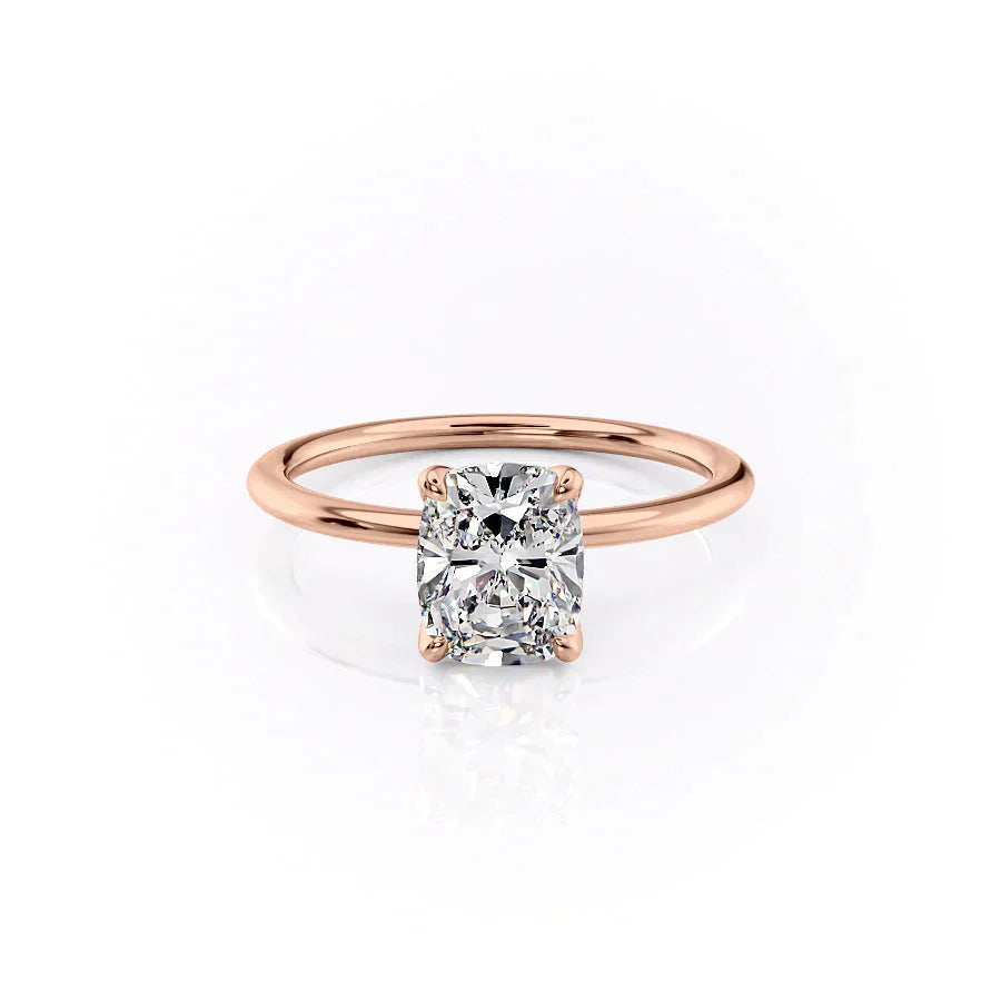 The Petal Kamellie Set With A 1.5 Carat Elongated Cushion Lab Diamond