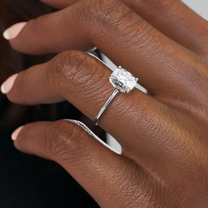 The Petal Kamellie Set With A 1.5 Carat Elongated Cushion Lab Diamond