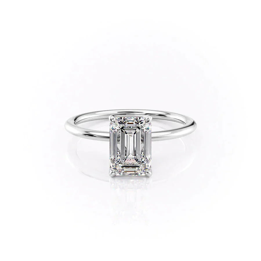 The Petal Kamellie Set With A 1 Carat Emerald Moissanite