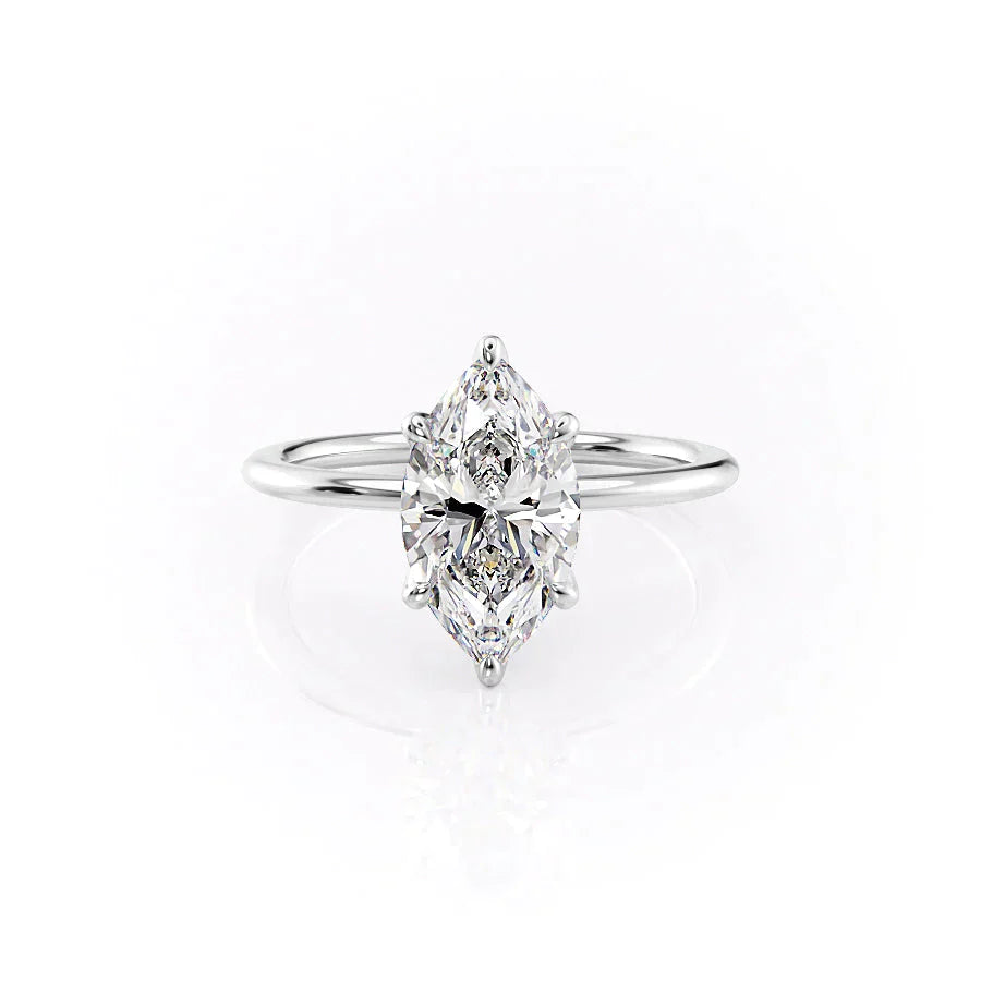 The Petal Kamellie Set With A 3 Carat Marquise Lab Diamond