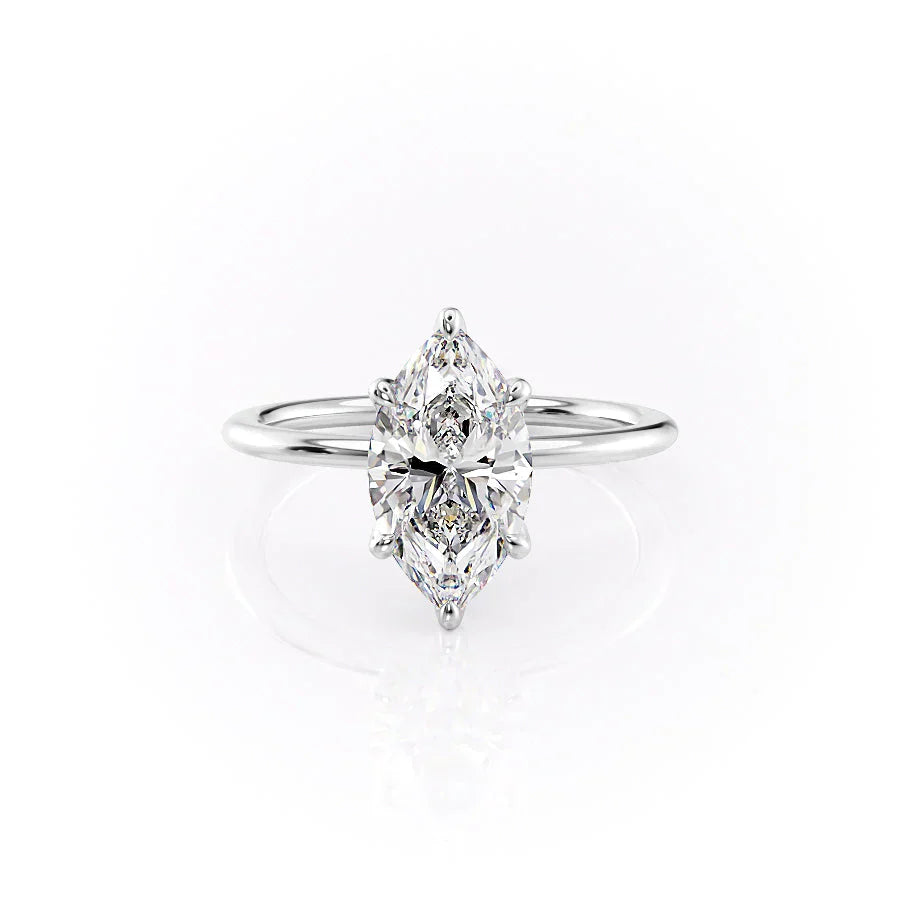 The Petal Kamellie Set With A 4 Carat Marquise Moissanite