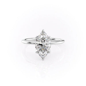 The Petal Kamellie Set With A 3 Carat Marquise Moissanite