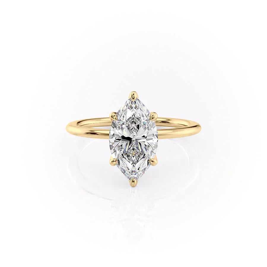 The Petal Kamellie Set With A 1 Carat Marquise Moissanite