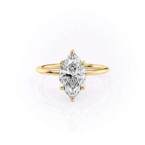The Petal Kamellie Set With A 1 Carat Marquise Moissanite