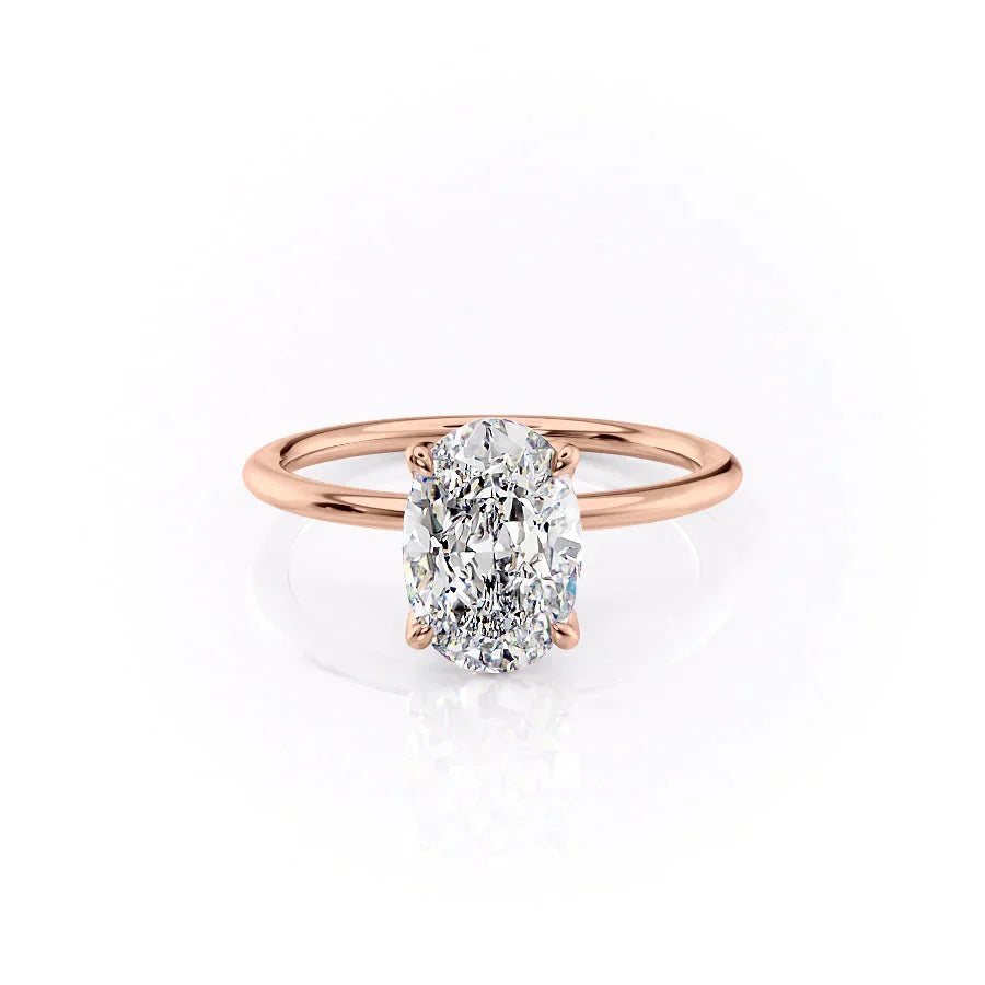 The Petal Kamellie Set With A 2.5 Carat Oval Lab Diamond