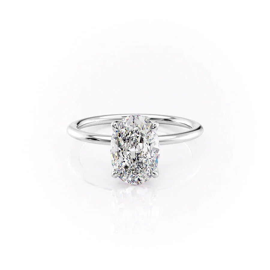 The Petal Kamellie Set With A 1 Carat Oval Moissanite
