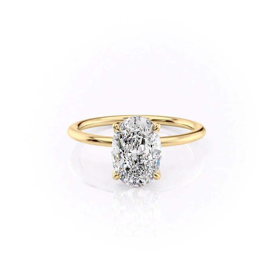 The Petal Kamellie Set With A 1 Carat Oval Moissanite