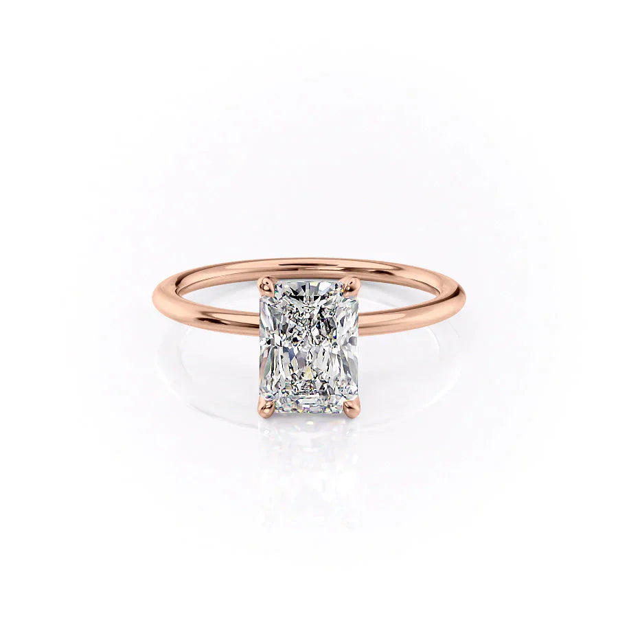 The Petal Kamellie Set With A 5 Carat Radiant Moissanite